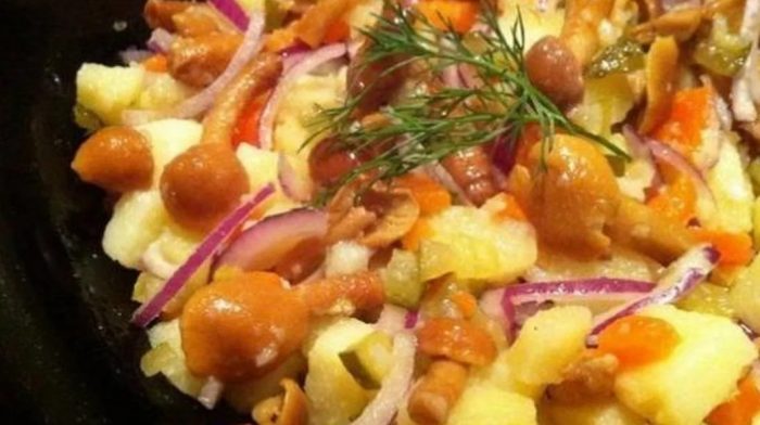 Salad na may mga kabute ng pulot