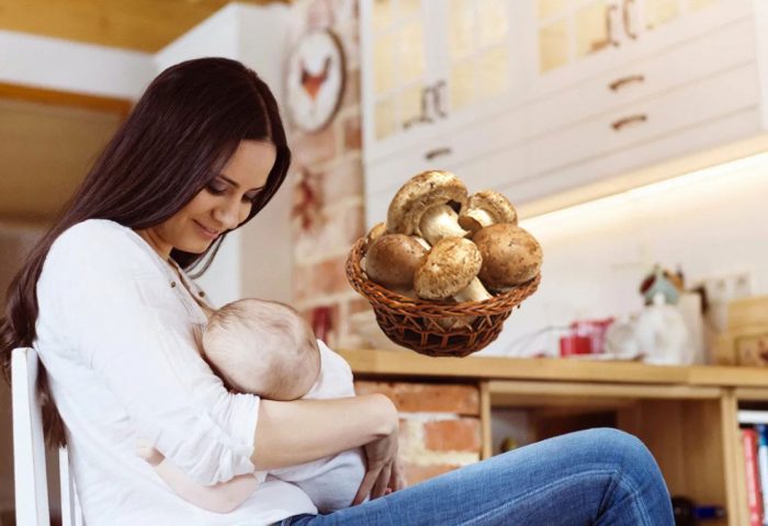 Mga Champignon habang nagpapasuso