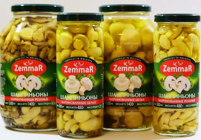 Konzervované huby kupované v obchode