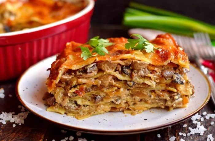 Marinované hubové lasagne