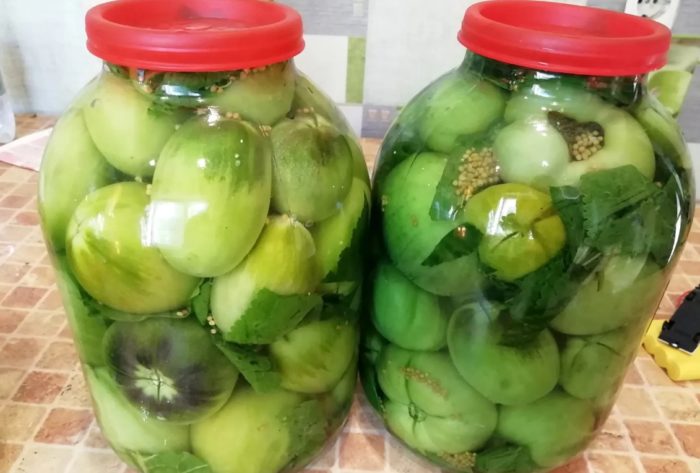 Cà chua xanh đóng thùng trong lọ