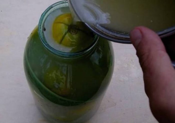 Đổ nước muối lên cà chua.